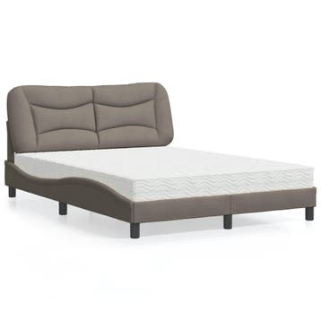 vidaXL Bed met matras Hvar stof taupe 120x200 cm, Verzenden, Nieuw