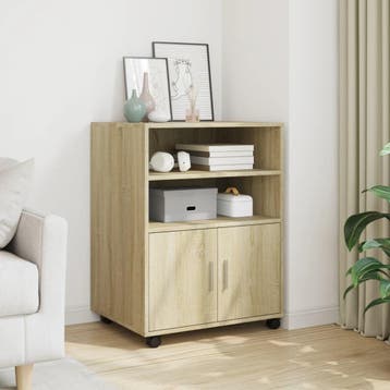vidaXL Rolkast 60x48x81 cm bewerkt hout sonoma eikenkleurig, Huis en Inrichting, Verzenden, Nieuw