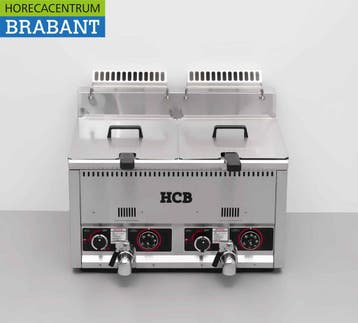 HCB RVS Dubbele Friteuse Frituur 2 x 21 liter Gas Horeca, Ophalen of Verzenden