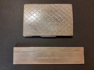 Art Deco Toiletset (2) - .800 zilver - Poederdoos en kam