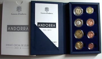 Munten set 1 Cent 2 Euro (8 munten) 2014 Andorra, Verzenden, België