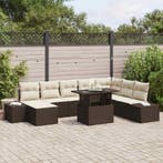 vidaXL Tuinbank Set met kussen 9 pcs Bruin en Crème poly, Verzenden, Nieuw