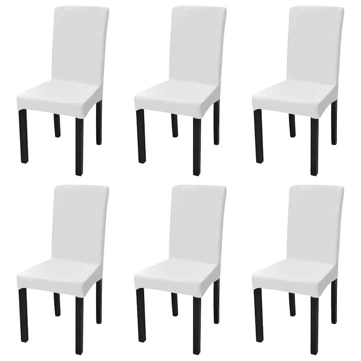 vidaXL 6 st Stoelhoezen recht stretch wit, Jardin & Terrasse, Accessoires mobilier de jardin, Envoi
