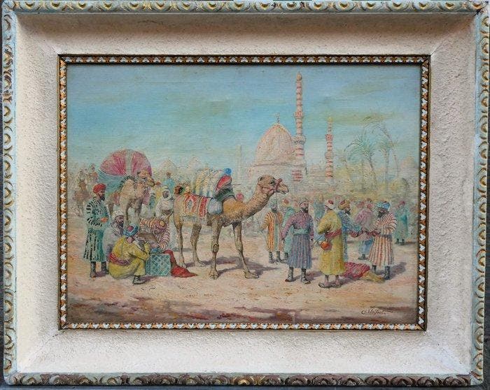 Charles Wolfert (1900- ) - North African Market Place, Antiquités & Art, Art | Peinture | Classique