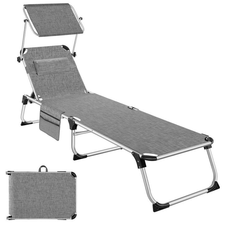 tectake Aluminium ligstoel Aurelie, gestoffeerd, opvouwbaar, Jardin & Terrasse, Ensembles de jardin, Envoi