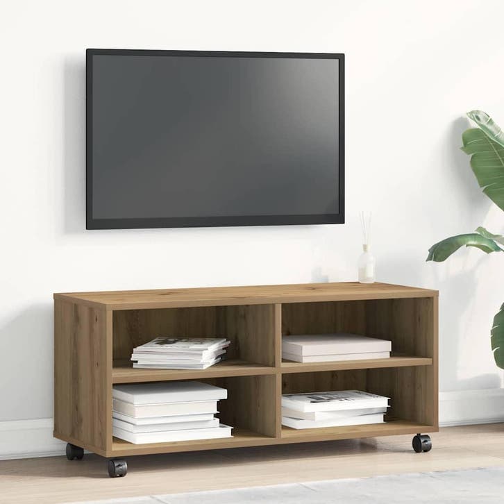 vidaXL TV Kast Bruin 90 x 35 x 40.5 cm Bewerkt hout, Huis en Inrichting, Kasten |Televisiemeubels, Nieuw, Verzenden