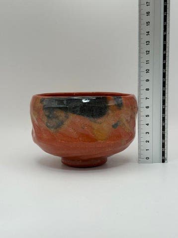 Sasaki Shraku - Chawan - Keramiek - Aka Raku theekom