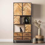 Vakkenkast Mangohout Gwenn 90 cm, Verzenden, Nieuw, Overige houtsoorten, Industriële meubels