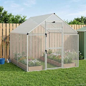 vidaXL Vogelkooi Zilverkleurig 181,5 x 221 x 173,5 cm, Verzenden