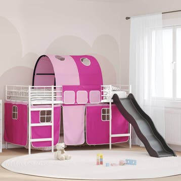 vidaXL Kidsloftbedframe Effen Wit en roze 107 x 203 cm, Verzenden