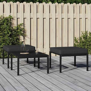 vidaXL Tuinvoetenbanken met grijze kussens 2 st 60x60x35 cm, Verzenden, Nieuw