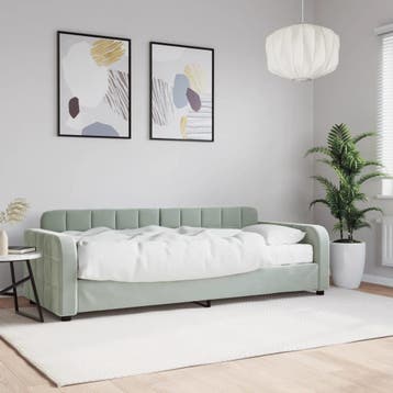 vidaXL Slaapbank met matras 80x200 cm fluweel lichtgrijs, Verzenden, Nieuw