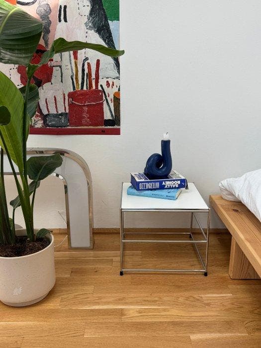Upcycled - Bijzettafel - Staal, Chroom - Bijzettafel -, Antiek en Kunst, Curiosa en Brocante