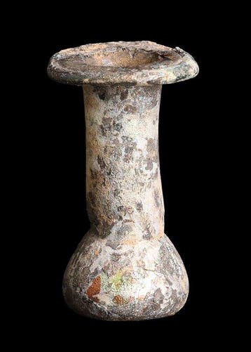 Romain antique Verre Unguentarium de type bobine de coton