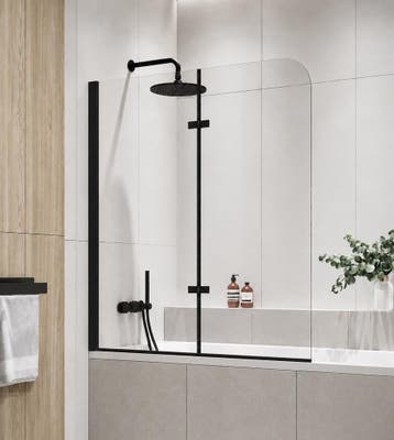 Badwand Austin 110 x 140 cm Zwart Badscherm Draaibaar 5 mm, Doe-het-zelf en Bouw, Verzenden, Nieuw
