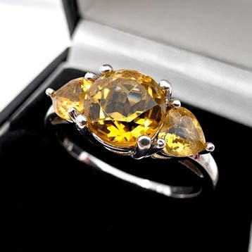 Zonder minimumprijs - Ring Zilver - citrien, Nieuw
