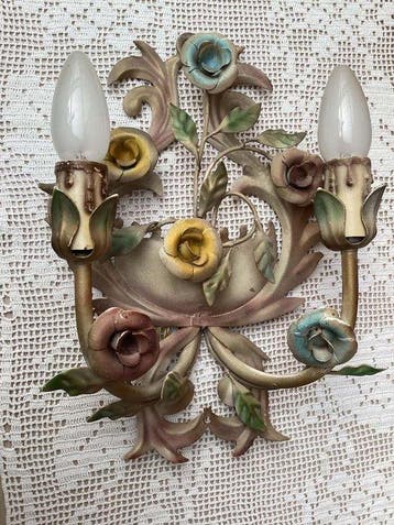 Hand gesmeed - Lamp ornament (2) - Hollywood Regency - Wit