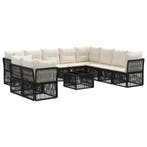vidaXL Tuinbank Set 11 pcs Zwart poly rattan, Verzenden