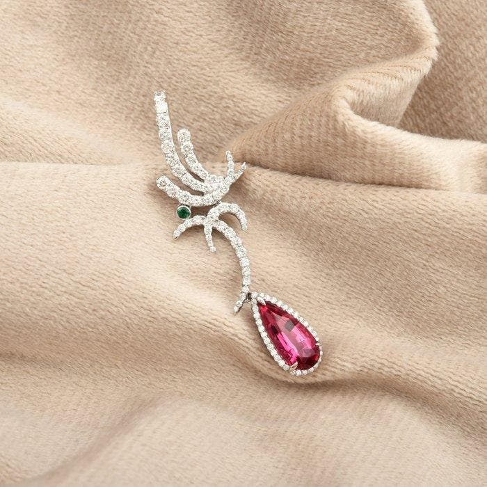 Pendentif - 18 carats Or blanc - 2.49ct. tw. Tourmaline -, Bijoux, Sacs & Beauté, Bijoux anciens