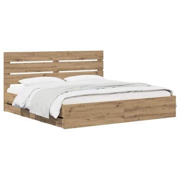 vidaXL Bed Frame with Storage and Headboard Artisan Oak 180, Verzenden, Nieuw