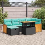 vidaXL 7-delige Loungeset met kussens poly rattan acacia, Verzenden, Nieuw, Loungeset