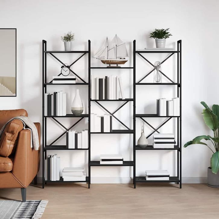 vidaXL Boekenplank Zwart Eiken 156 x 25 x 167 cm Bewerkt, Huis en Inrichting, Kasten | Boekenkasten, Nieuw, Verzenden