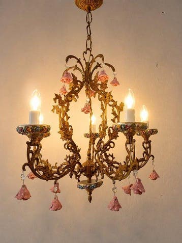 Lampe à suspendre - Exceptionnel lustre à pampilles