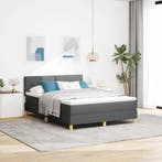 vidaXL LED Box Spring Bed met hoofdeinde Donkergrijs 140 x, Verzenden, Nieuw