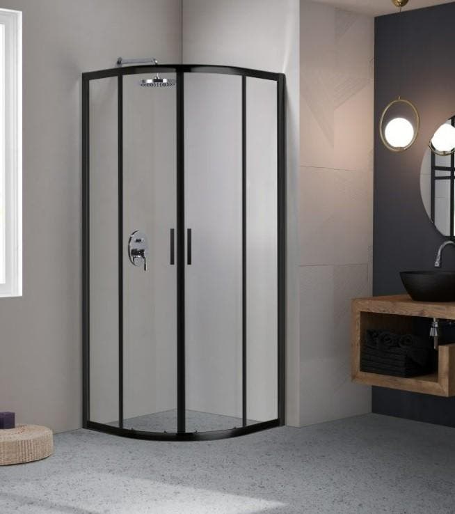 Servie MAT ZWART / Kwartronde cabine met 2 deuren 90x90x200, Huis en Inrichting, Badkamer | Badkamermeubels, Ophalen of Verzenden