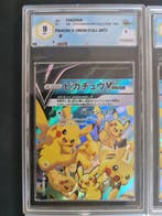 Pokémon - 4 Graded card - Pikachu Full art, Foil - Graad 9 -