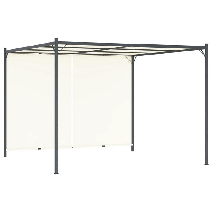 vidaXL Pergola met verstelbaar dak 3x3 m staal crèmewit, Tuin en Terras, Palen, Balken en Planken, Nieuw, Verzenden