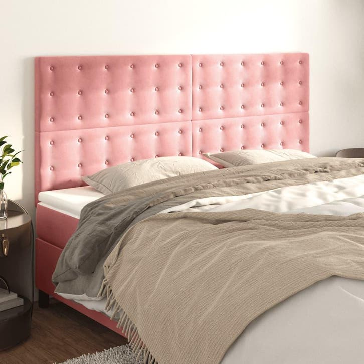 vidaXL Hoofdbord roze 180x5x118/128 cm fluweel, Maison & Meubles, Chambre à coucher | Lits, Envoi