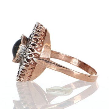 Zonder minimumprijs - Ring - 12 kt. Roségoud, Zilver Saffier, Nieuw