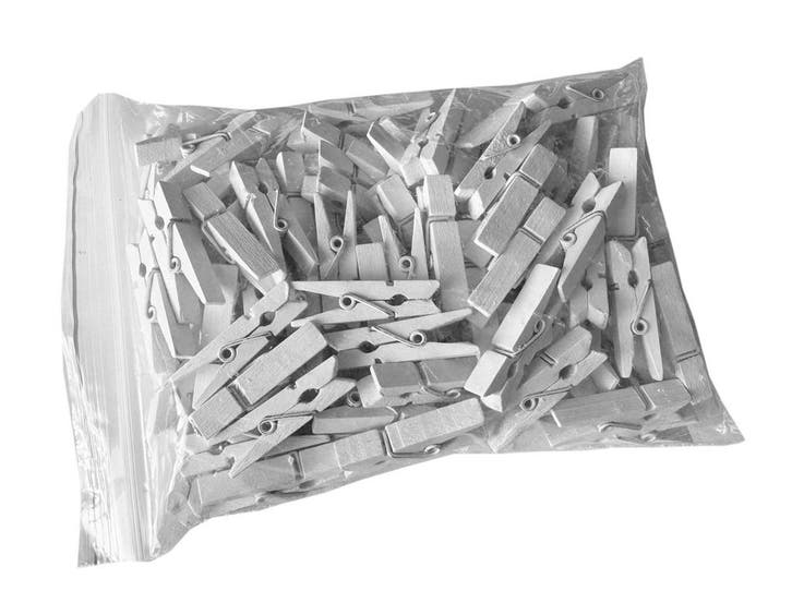 Set van 100 kleine wasknijpers van hout (35 mm, wit), Doe-het-zelf en Bouw, Gereedschap | Overige machines, Nieuw, Verzenden