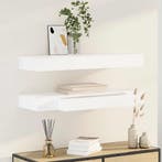 vidaXL Wandplanken zwevend met lades 2 st 80 cm wit, Verzenden, Nieuw