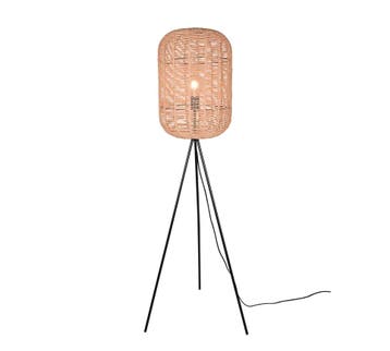 Trio RUNA vloerlamp | E27 Fitting | mat zwart met bruin | Ø, Verzenden, Nieuw