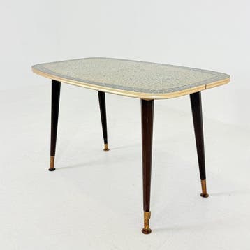 Salontafel - Hout - Vintage Duitse mozaïek bijzettafel