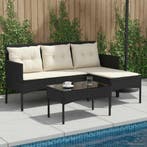 vidaXL Tuinbank Set met kussen 2 pcs Zwart en Crème poly, Verzenden