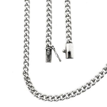 Zilveren gourmetschakel ketting | 50 cm, Handtassen en Accessoires, Kettingen, Ophalen of Verzenden, Gebruikt, Zilver, Zilver