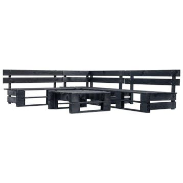 vidaXL 4-delige Loungeset pallet hout zwart, Verzenden, Loungeset