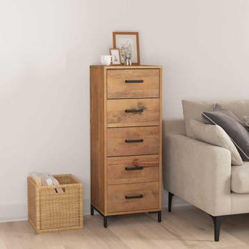 vidaXL Ladekast 42x35x110 cm massief grenenhout, Verzenden, Nieuw