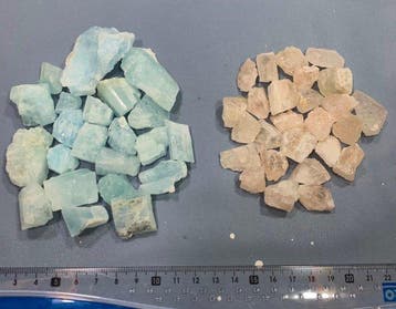 Geen reserveprijs voor aquamarijn- en morganietkristal, twee, Verzamelen, Mineralen en Fossielen