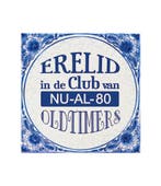 Delfts Blauw Tegel 80 Jaar 14,5cm, Huis en Inrichting, Woonaccessoires | Schilderijen, Tekeningen en Foto's, Verzenden, Nieuw