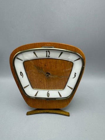Horloge - Verre, Bois - 1950-1960 - horloge de table vintage, Antiquités & Art