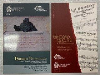 San Marino. 2 Euro 2014 Bramante + Puccini (2 monnaies)