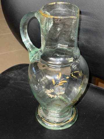 Pichet - Verre - carafe en verre soufflé à la bouche, Antiquités & Art