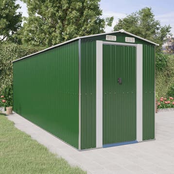 vidaXL Tuinschuur 192x606x223 cm gegalvaniseerd staal groen, Verzenden