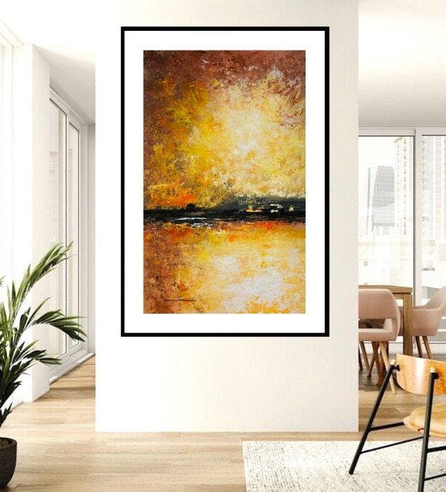Dam Domido - Sky on fire - 130 x 80 cm, Antiek en Kunst, Kunst | Schilderijen | Modern