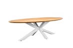 Suns Madre tuintafel matt white frame met ovaal teak blad, Nieuw