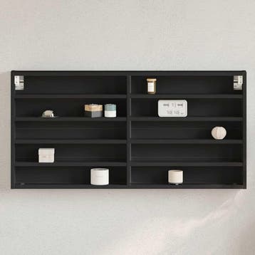 vidaXL Vitrinekast 100x8,5x50 cm bewerkt hout zwart, Verzenden, Nieuw